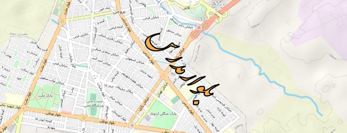 نقشه بلوار مدرس بروجن